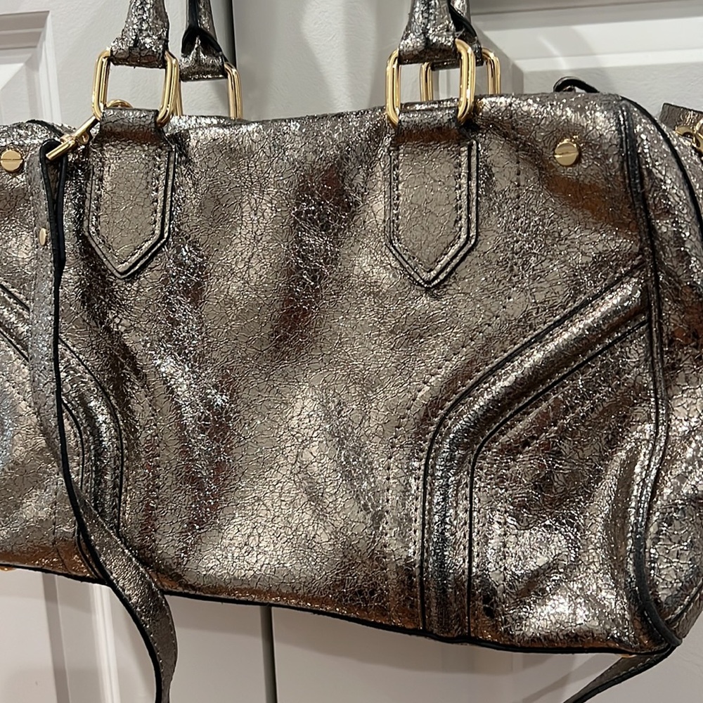 Milly Metallic Leather Satchel